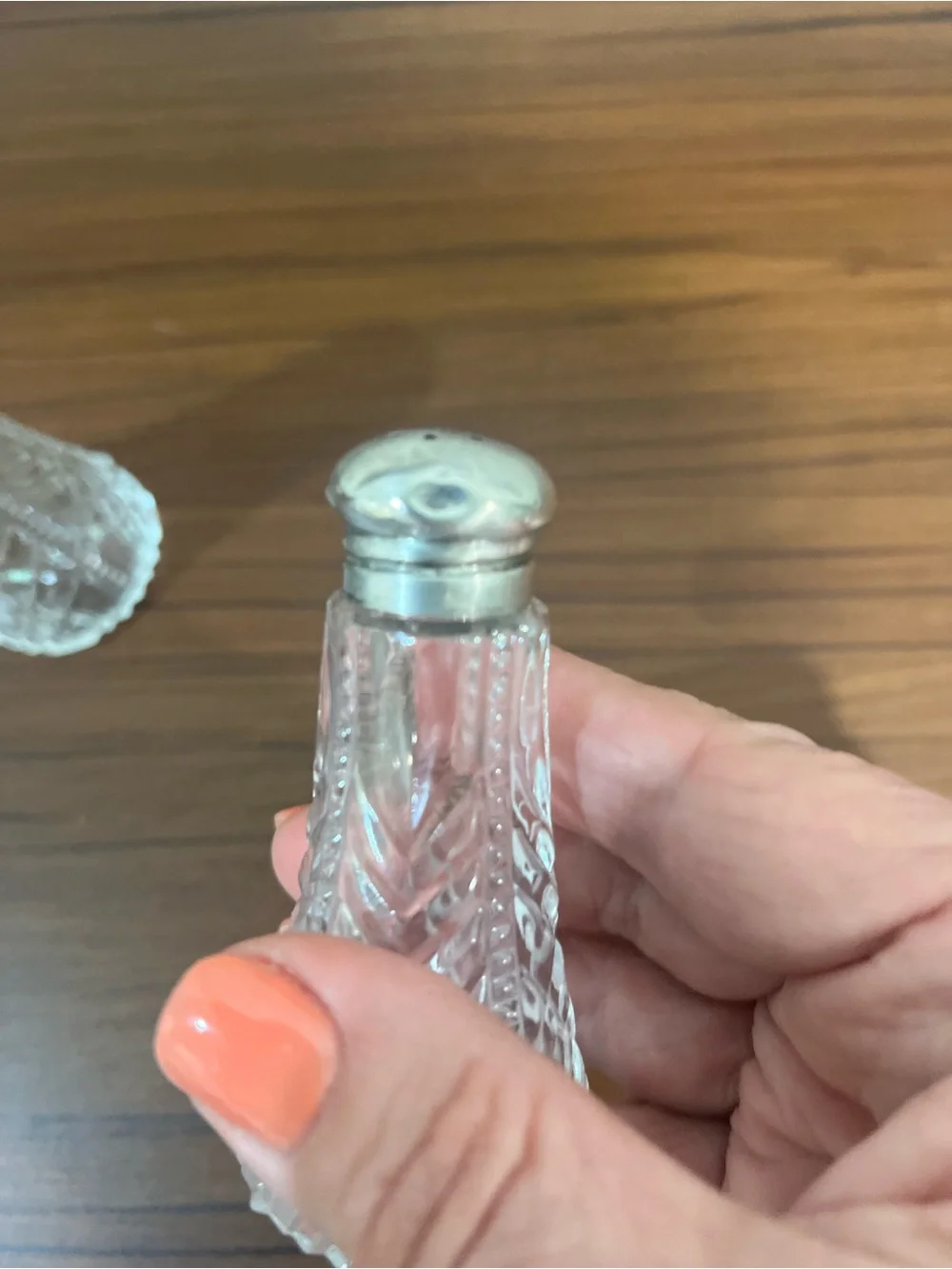 Vintage Sterling Silver & Cut Glass Salt & Pepper Shakers Set – Art Deco Style